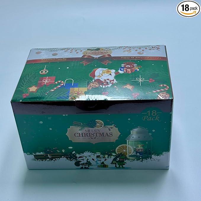 Christmas Scented Candle Set, 18 Pack Soy Wax Travel Tins, Black, 3.14 x 3.38 Inches, Aromatherapy Holiday Gift Collection (18 Pack Christmas)
