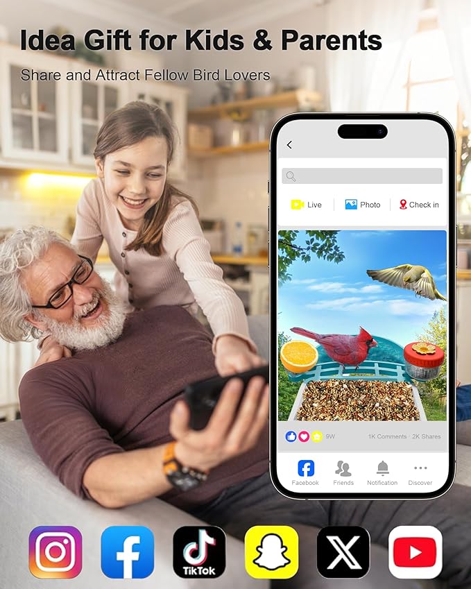 2-in-1 Smart Wild Bird Feeder & Bath with 4K HD Camera, AI Identification Solar Bird Feeder Watching Camera Night Vision for Outdoor Birds Watching Gifts for Birdlover, Blue