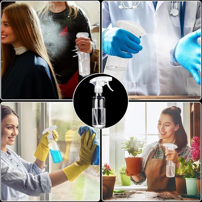 Cosywell Plastic Spray Bottles 8.8oz/260ml 3 Pack Empty Spray Bottle for Cleaning Mist/Stream Heavy Duty Water Spraying Bottle for Cooking Hair Care Essential Oils(Clear)