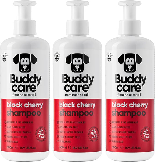 Black Cherry Dog Shampoo by Buddycare | Deep Cleansing Shampoo for Dogs | Black Cherry Scented | with Aloe Vera and Pro Vitamin B5 (50.72oz)