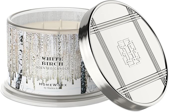 HomeWorx by SLATKIN + CO. Candle- White Birch, 18 oz. Premium Scented Candle - 30-55 Hours Burn Time