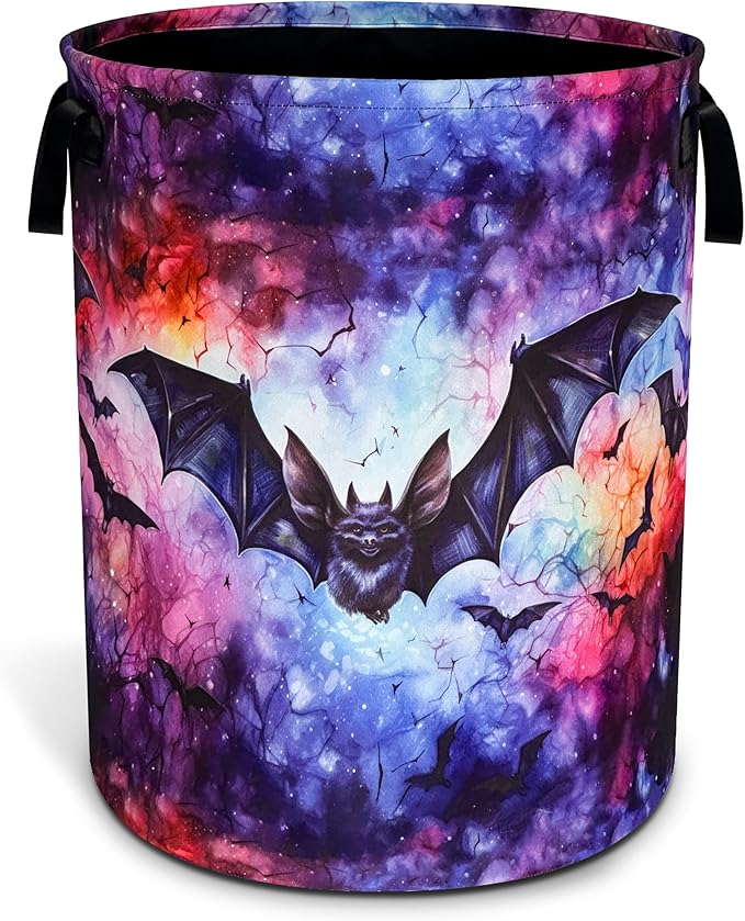 Bat Laundry Basket Oxford Cloth Funny Gothic Laundry Hamper With Handle Foldable Portable Clothes Storage Basket 18.9 X 16.5 In Storage Bag For Laundry Room/Bathroom/Bedroom/Dormitories