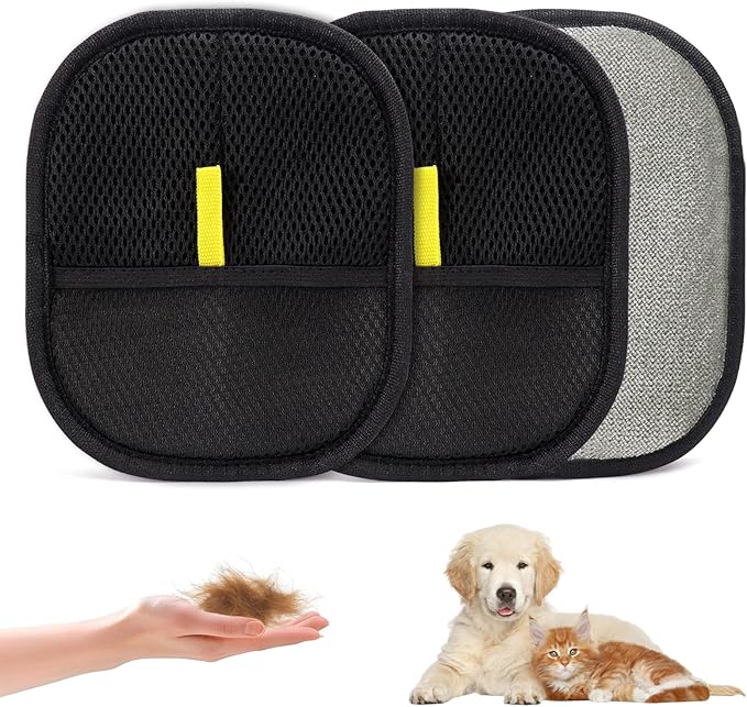 2 Pack Pet Hair Remover for Cats & Dogs, Electrostatic Gloves for Cats Hair Removal, Reusable Dogs Hair Remover for Furniture, Bed Sheets, Couch, Clothes