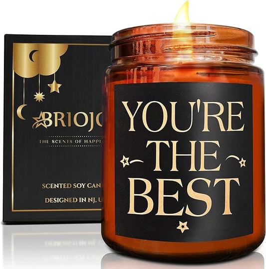 You're The Best Gifts for Women, Men - Birthday, Thank You, Christmas, Appreciation Gift for Coworker, Best Friend, Bestie, BFF, Sister, Mom - Lavender Vanilla Soy Wax Fall Candle for Home