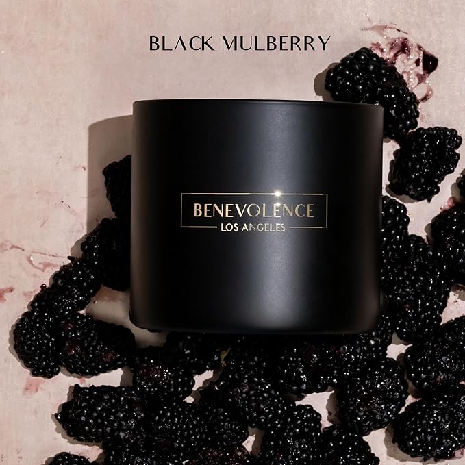 Benevolence LA 3 Wick Candle, Black Berries (Baies) Large Scented Candle | Soy Candles | Gifts for Women and Men | Home Fragrance | Aromatherapy | Bathroom Freshener 14.5 Oz, 45 Hour Burn