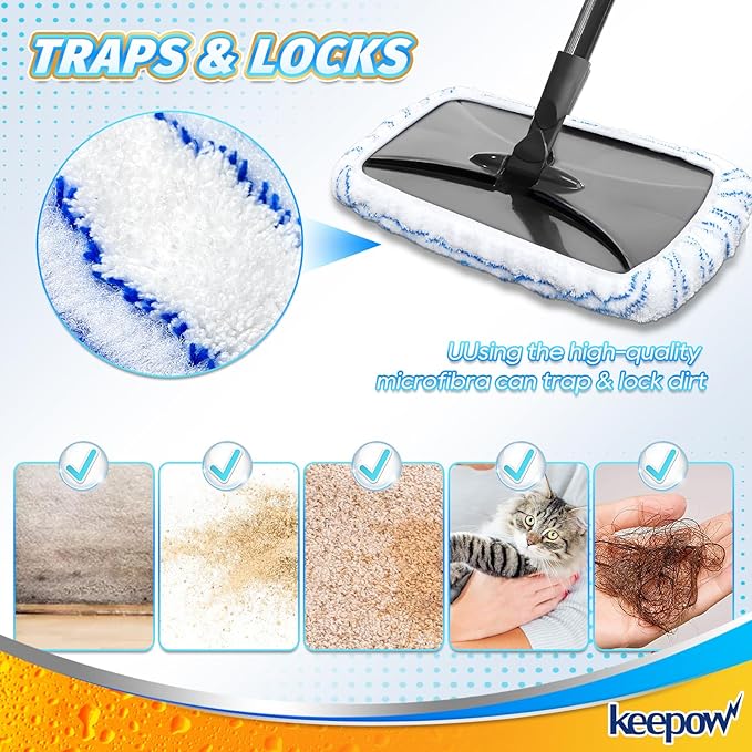 4 Pack Reusable Mop Pads for 15 * 8 inch Flat Mops Compatible with O Cedar Hardwood Floor More Microfiber Mop Cotton Terry Cloth, Floor Cleaner Mop Pads