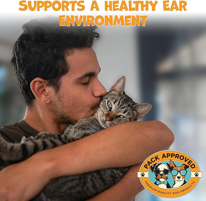 Advanced Ear Wipes for Dogs & Cats with Aloe Vera - Gentle, Non-Irritating Ear Cleaner for Cats and Dogs - Helps Deodorize and Remove Ear Wax - Cucumber Melon Scent (100 Wipes)