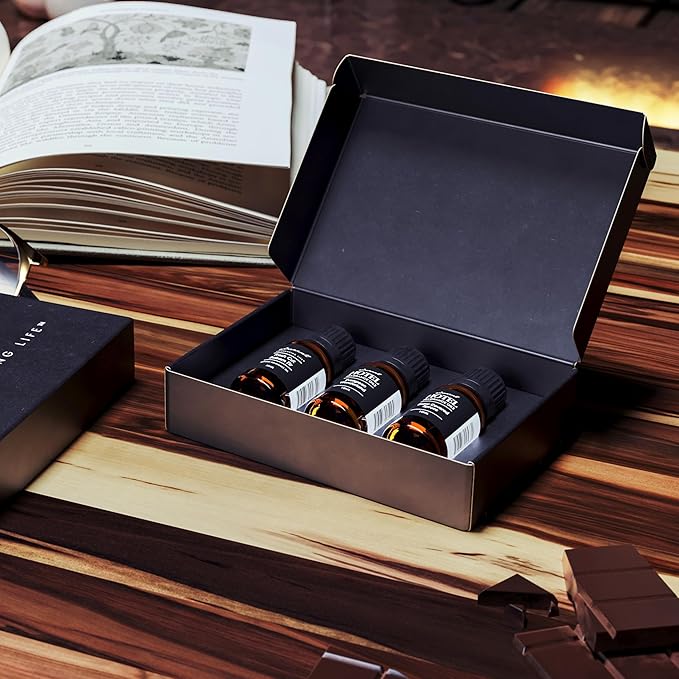 AirScent Holiday Scents Christmas Diffuser Oil 3 Pack Gift Set - 10 mL, 0.34 fl oz Fragrance Oil Set - Bourbon Pumpkin Spice, Christmas Wreath and Fireside Spiced Cider Scents