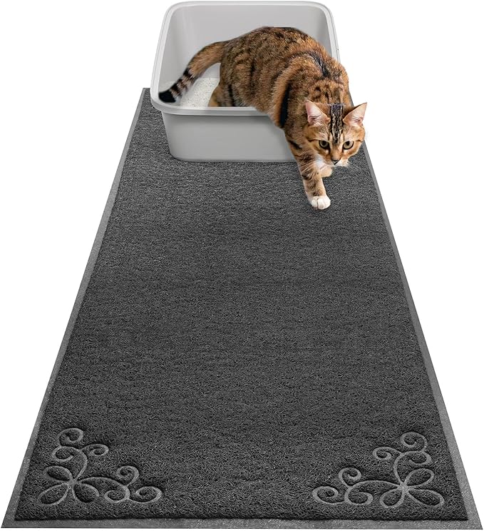 Long Litter Mat Runner 2'x6' - Trap Dirt, Mud and Cat Litter - Premium Waterproof PVC Mesh, Non Slip Rubber Runner for Pets, Entry, Mudroom, Garage, Laundry, RV, Camper - Litter Mat XL (Black)