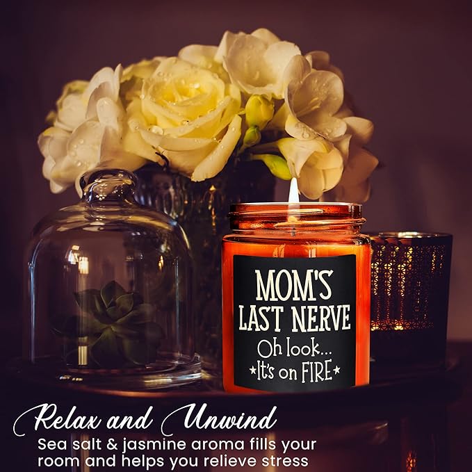 Candle Gifts for Mom from Son Daughter - Best Mothers Day, Love You, Birthday Gift for Her - Aromatherapy Relaxing Candle for Women, New Mom - Natural Soy Wax Jasmine Jar Candle for Home