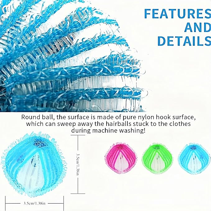 12-Pack Pet Hair Remover for Laundry, Reusable Dog & Cat Hair Catcher Balls for Washing Machine & Dryer, Lint Fur Dander Remover, Laundry Pet Hair Catcher for Clothes Bedding