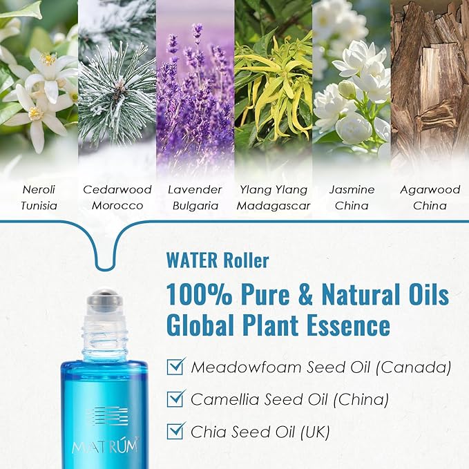 MATRUM Ease Menstrual Discomfort Blend Essential Oil Roll On, 100% Pure Arometherapy Roller for Soothe Pain and Restore Strength, Warm Calming & Relaxation, Fire and Water Duo, 1 Fl Oz