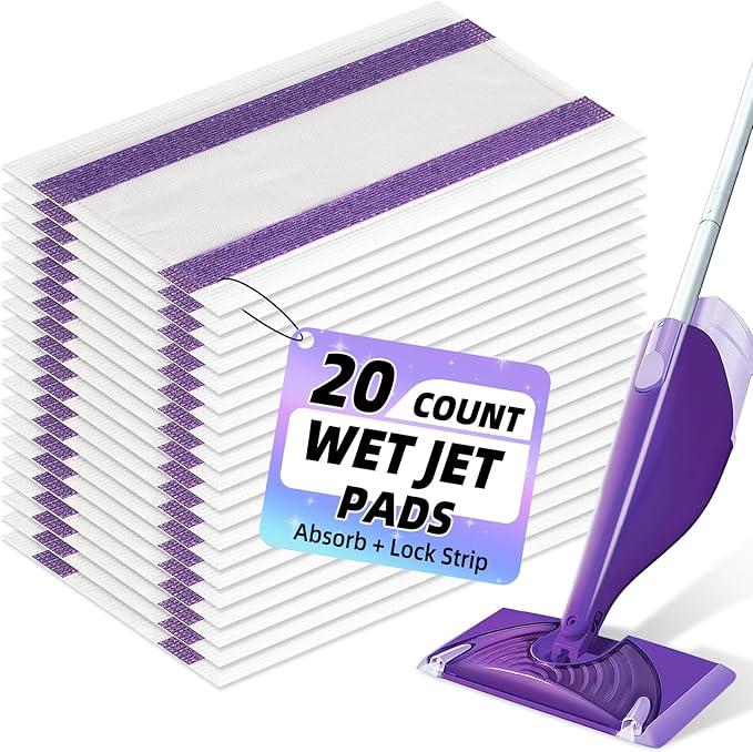 20 Count Mopping Pad for Wet Jet Mop Disposable Wetjet Pads Refills Replacement for Wet Pads Refill Compatible with Wet Jet Pads Thickness & Absorbent for Household Multi-Surface