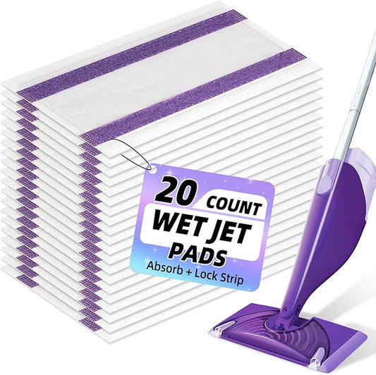 20 Count Mopping Pad for Wet Jet Mop Disposable Wetjet Pads Refills Replacement for Wet Pads Refill Compatible with Wet Jet Pads Thickness & Absorbent for Household Multi-Surface