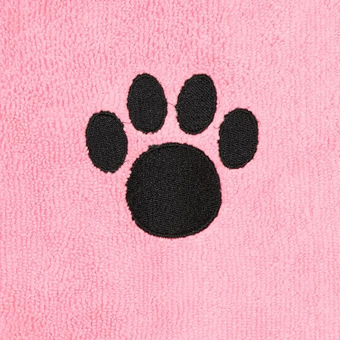 Bone Dry Pet Grooming Towel Collection Embroidered Absorbent Microfiber Drying Set, 15x30, Pink, 3 Count