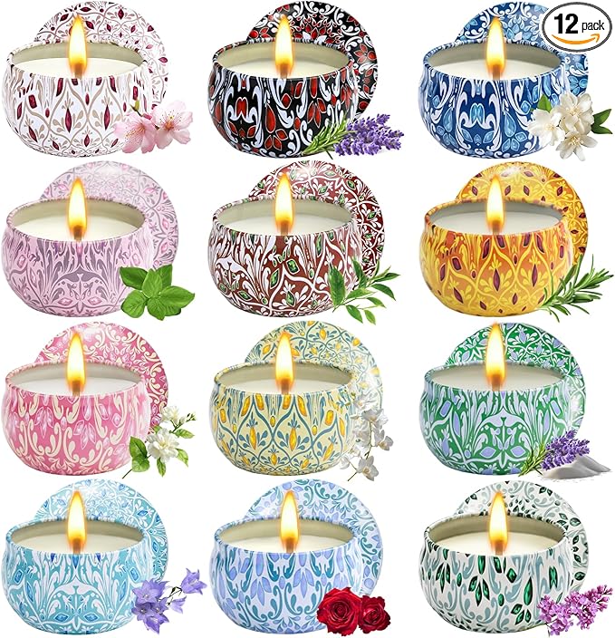 12 Pack Scented Candles Gifts for Women, Natural Soy Candles for Home Scented, Aromatherapy Candle Christmas Gifts Sets for Women, Sister, Friends, Colleague