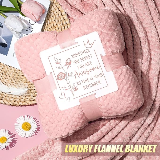 Birthday Gifts for Women Self Care Gifts Get Well Soon Gifts, Rose Relaxing Spa Gifts Basket Care Package w/ Flannel Blanket 40 OZ Tumbler, Christmas Gifts for Mom Wife Grandma Friends Sisters Her