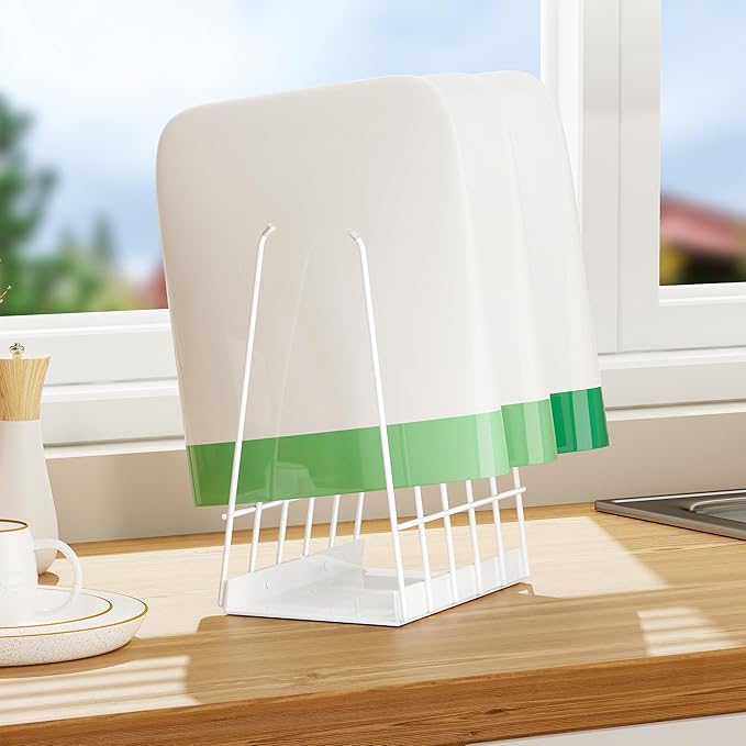 Reusable White Bags Drying Rack: Stainless Steel Multiple Kitchen Storage Organizer for Plastic, Gallon, Snack, Sandwich bags, Desktop Book Shelf, Dresser Storage Rack