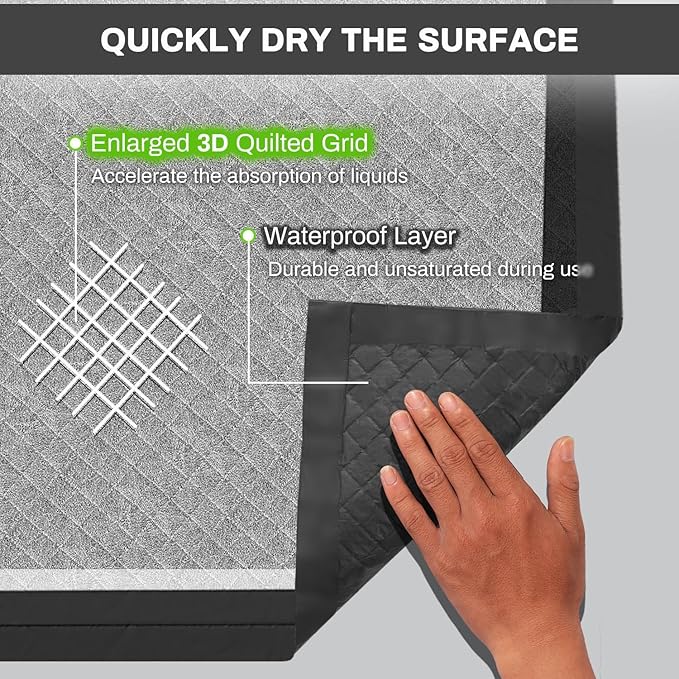 Charcoal Puppy Pads 28x34 Inches Extra Large Dog Pee Pads Odor-Control & Leak-Proof Disposable Pet Training Black New Edge-Wrapping Thicken Potty Pad for Dogs, Cats, Rabbits (50 Pieces)