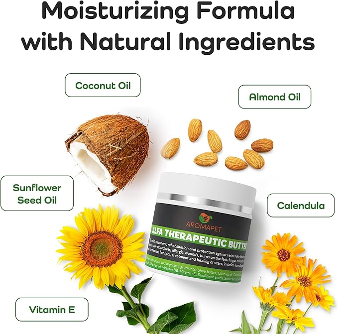 Therapeutic Paw Butter for Dogs - Non-Toxic, Lick-Safe Nose Balm for Dogs + Dog Paw Balm for Dry Cracked Paws - Moisturizing Paw Wax with Coconut Oil for Dogs, Shea Butter, & Vitamin E- 50mL.