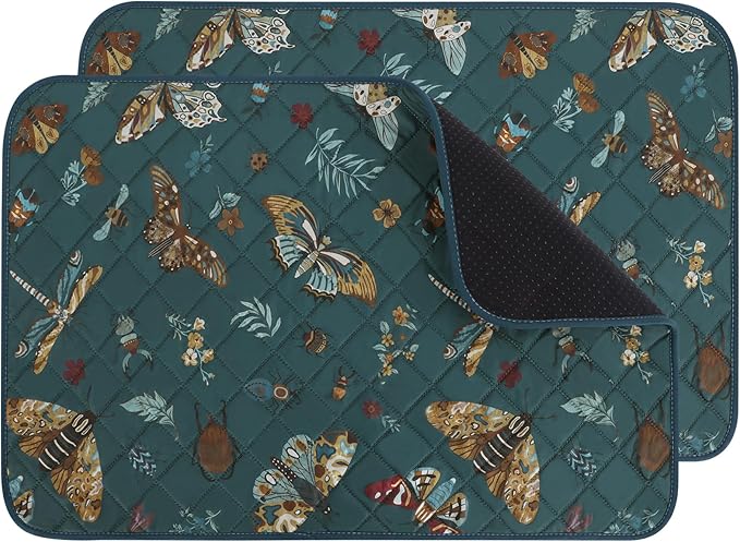 IEUUMLER Washable Pee Pads for Dogs, 2 Pack Insect Pattern Reusable Waterproof Puppy Potty Pads, Non-Slip Absorbent Pet Training Pads for Playpen Crate Bed EU014