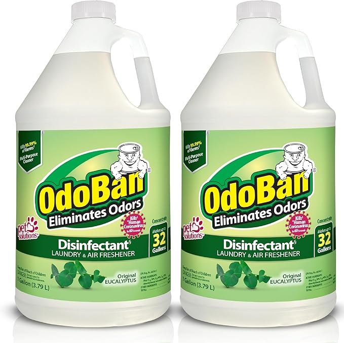 OdoBan Disinfectant Concentrate and Odor Eliminator, Made in the USA, Original Eucalyptus Scent, 2 Gallons