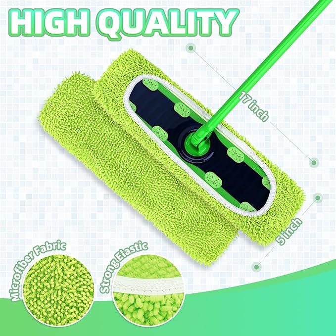 4 Pack Reusable X-Large Mop Pads Compatible with Swiffer Sweeper XL, Microfiber Chenille Washable Swiffer XL Mop Pads, Dry & Wet Sweeping Mopping Cloths XL