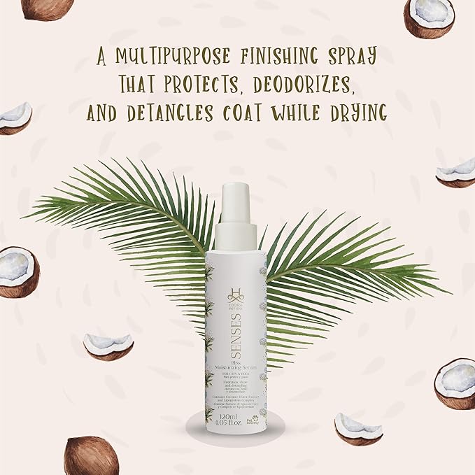 Hydra Senses Bliss Moisturizing Serum for Pets, Hydrating Cat and Dog Spray, Pet Detangling Spray for a Soft and Shiny Coat
