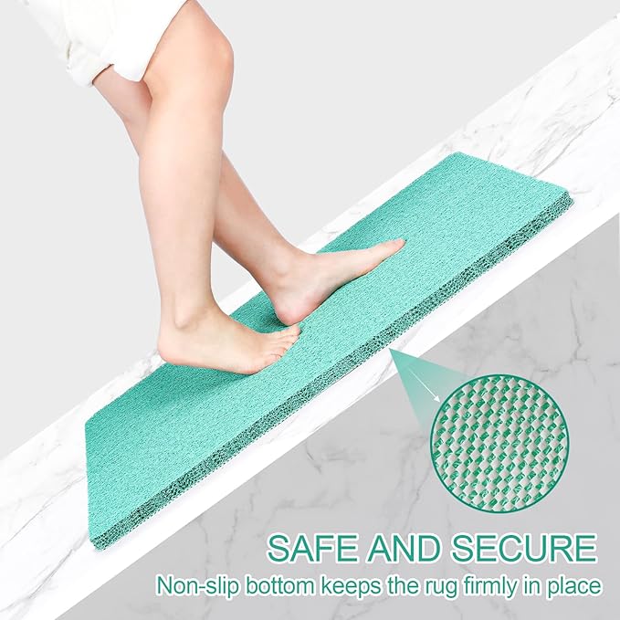 Joyhalo Anti-Slip Shower Mat for Elderly, 30'' x 17'' Non-Slip Bath Tub Mat, PVC Loofah Bathroom Mat for Inside Shower, Aqua
