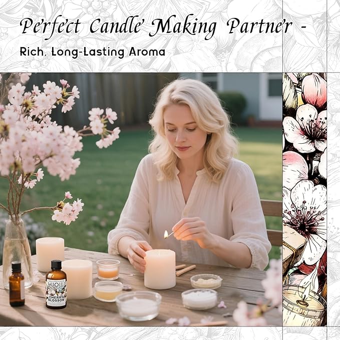 HIQILI Cherry Blossom Fragrance Oil, Floral Perfume Oil, Candle Scents for Candle Making, for Diffuser & Fresh Spray, Long-Lasting Scent - 1 Fl Oz