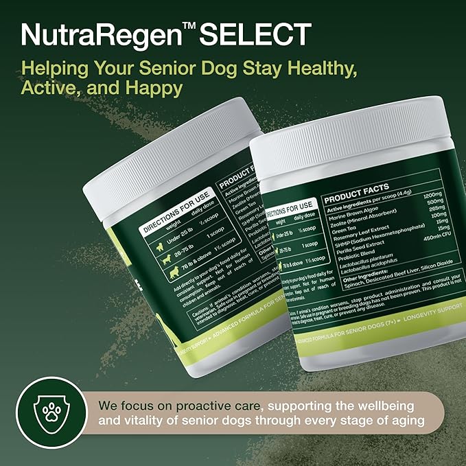 Select Senior Dog Dental Powder 30 Servings | Beef Flavored Dog Breath Freshener for Oral & Gum Health | Pet Dental Powder Helps Manage Plaque & Tartar Buildup and Chewing Issues | 4.6 Oz