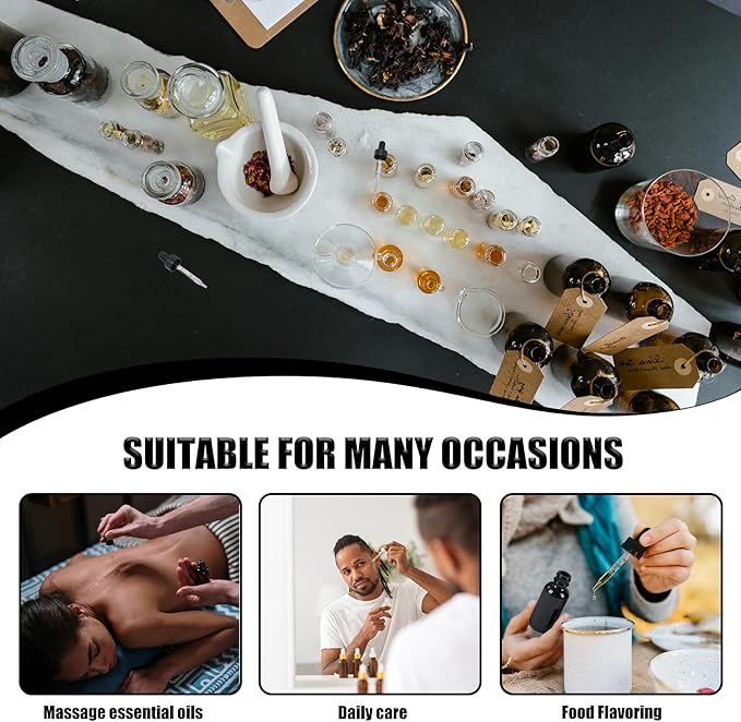 48 Pcs, 2oz Glass Dropper Bottle, Leakproof Tincture Bottles with Dropper, Black Reusable Eye Dropper Bottle, for All Kinds of Liquids (Black,2oz-48pcs)