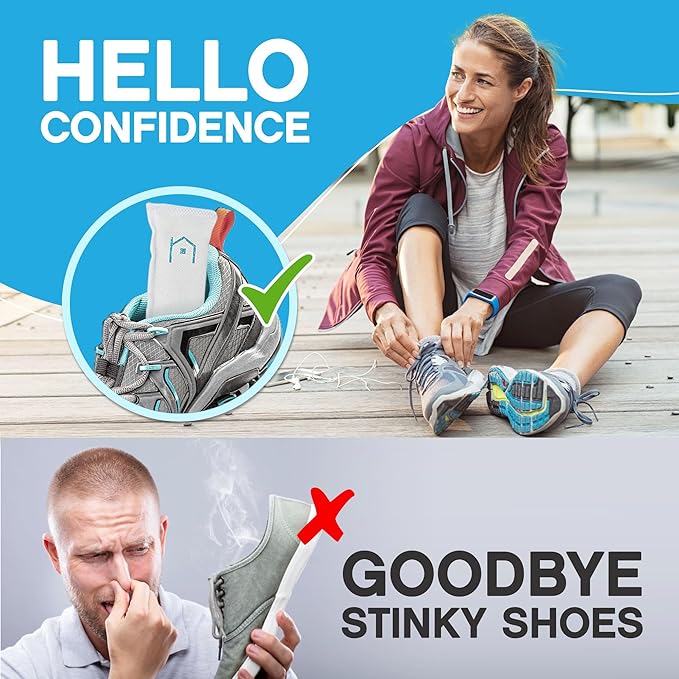 NonScents Shoe Deodorizer 1-Pack (2 Count) - Odor Eliminator, Air Freshener, Smell Absorber, Scent Remover for Shoes, Gym Bags, Soccer Cleats, Closets, Pet Area, Reusable - Shoe Deodorant