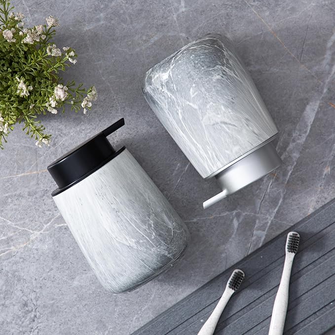 Enra Ceramic Foaming Soap Dispenser,12 oz GrayHand Foam Soap Dispenser for Bathroom Kitchen with Easy-to-Press Pump(Gray Foam Type)