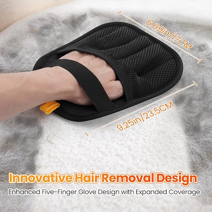 2 Pcs Pet Hair Removal Glove for Cats Dogs, 2025 Upgraded Five-Finger Electrostatic Glove for Deshedding Grooming, Reusable Washable Hair Remover for Furniture Couch 、Car 、Seat Carpet、 Bedding.