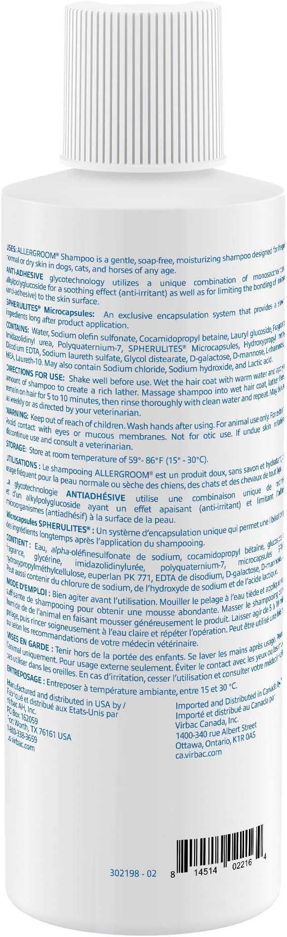 Virbac Allergroom Pet Shampoo For Dogs, Cats & Horses (16 oz) - For Normal or Dry Skin