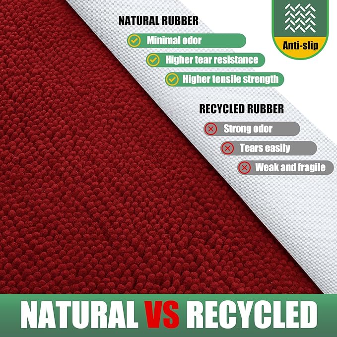 IM HOME Chenille Absorbent Outdoor Doormat 48" x 30", Washable Muddy Door Mats for Dog Non Slip Indoor Doormat Dog Mat for Muddy Paw Front Inside Doormats for Entryway Red Burgundy