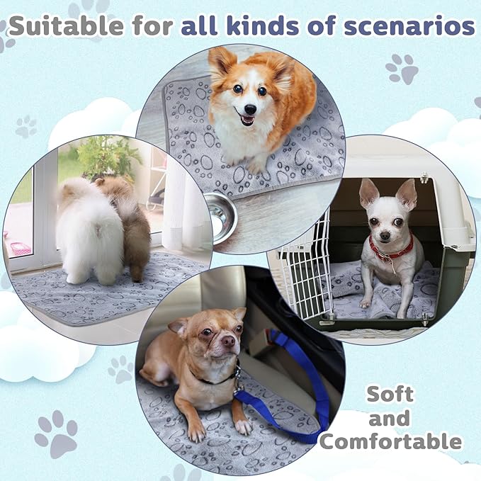 Reginary 4 Pcs Waterproof Guinea Pig Blankets Washable Small Animal Fleece Bedding Absorbent Guinea Pig Cage Liners Reusable Pet Pee Pad Sleep Mat for Hamster Ferret(Adorable Paw,24 x 16 Inch)