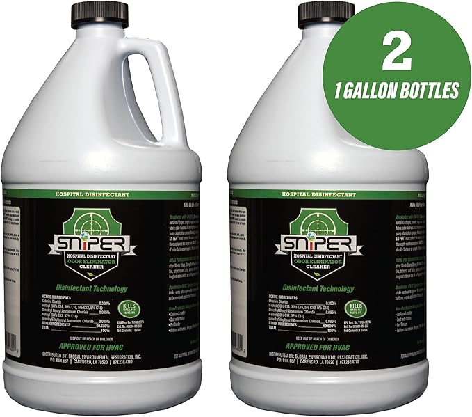 SNiPER Hospital Disinfectant, Odor Eliminator & All-Purpose Cleaner, 1 Gallon, 2-Pack