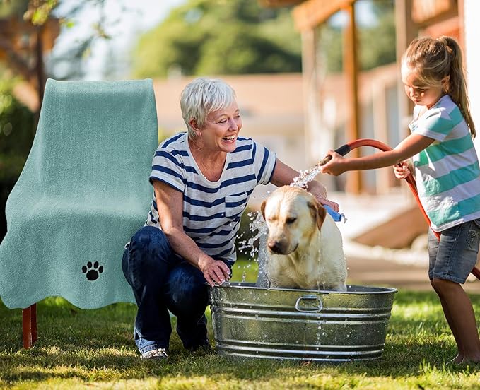 3 Pack Microfiber Dog Towels for Drying Dogs, Super Absorbent and Soft Pet Grooming Towel, 40 Inch X 23.6 Inch, Perfect Dog Drying Towels for Large, Medium or Small Dogs, Lake Blue