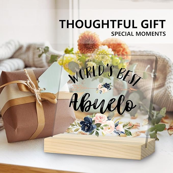 Abuelo Gifts, Gifts for Abuelo, World's Best Abuelo Acrylic Plaque, Best Grandpa Gifts, Grandpa Gifts from Grandkids, Gifts for Grandpa Acrylic Sign Desk Table Shelf Decor