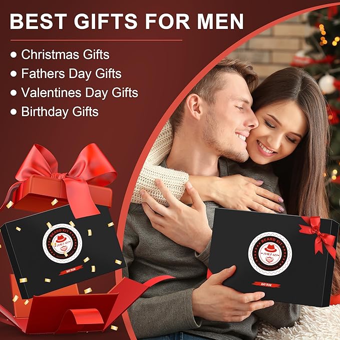 XIKEZAN Beard Care & Grooming Sets with Beard Oils, Balm, Wash, Conditioner, Brush, Comb, Scissors, Birthday Gifts for Men, Valentines Gifts for Him, Fathers Gifts for Dad, Christmas Stocking Stuffers