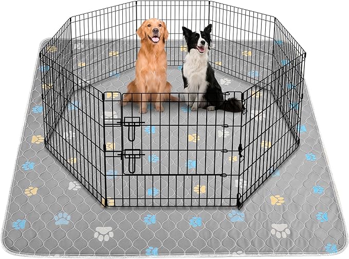 Aitmexcn Washable Puppy Dog Pee Pad, 2PCS 100% Waterproof Whelping Training Mat for Puppy/Senior Dog, Fast Drying Reusable Puppy Pads for Indoor, Outdoor and Car Travel- 36x36'' Llight Gray