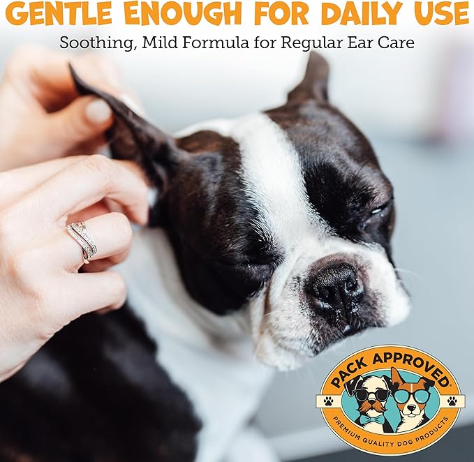 Ear Wipes for Dogs with Aloe Vera & Eucalyptus - Gentle Ear Cleaner for Dogs to Help Remove Wax and Odor - Convenient and Mess-Free Cleaning Pads for Dirty, Itchy Ears - 100 Wipes