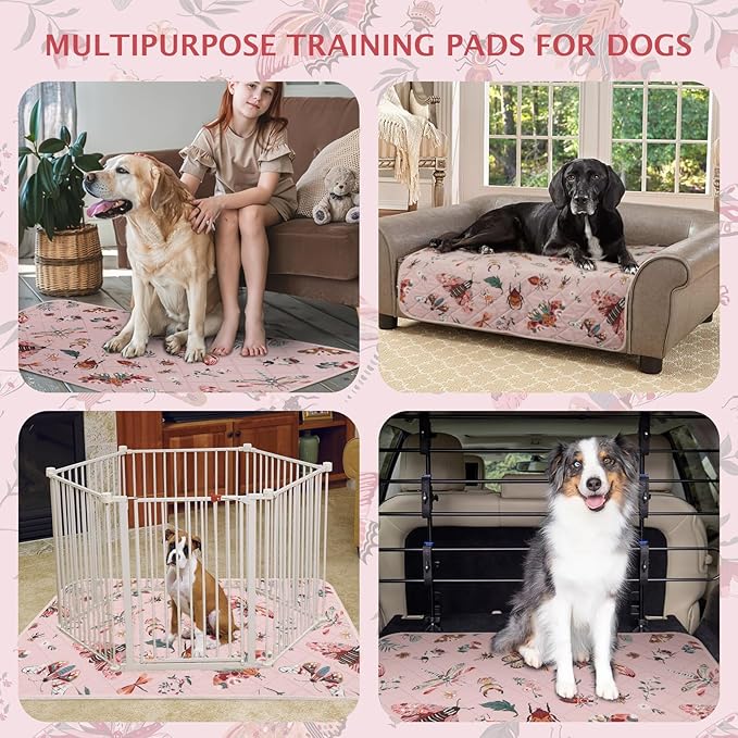 IEUUMLER Washable Pee Pads for Dogs, 1 Pack Insect Pattern Reusable Waterproof Puppy Potty Pads, Non-Slip Absorbent Pet Training Pads for Playpen Crate Bed EU014