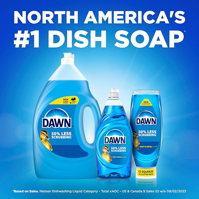 Dawn Ultra EZ-Squeeze Dish Soap Liquid, Dishwashing Liquid, Grease Removal, Upside Down Bottle, Original, 6x22 Fl Oz Bundle