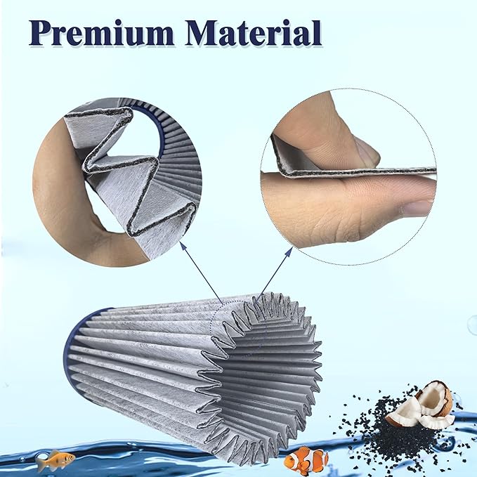 NewKe 8 Pack Activated Carbon Micron Cartridge Replacement for MarineLand Magnum Polishing Internal Canister Filter (Ml90770), Compare to Part# PA0140,4 Upgraded Micron Cartridge and 4 Rubber Gasket