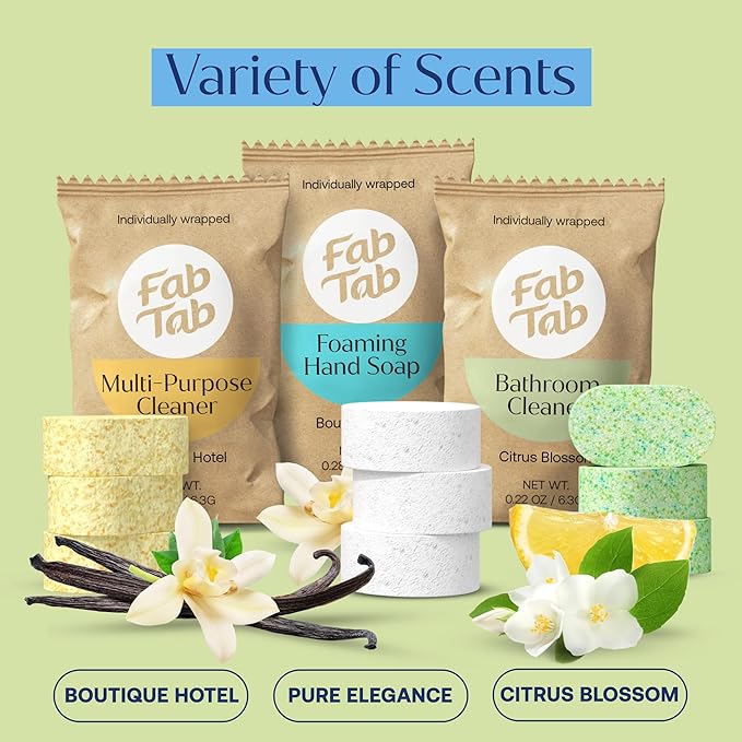 Fab Tab Home Starter Kit - Natural Cleaning Products - Household Cleaners - All-Purpose Cleaner Tablets - Plant-Based, Plastic-Fee - No Harsh Chemicals | Cleaning Kit
