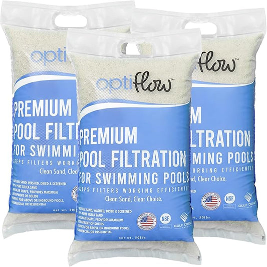 3-Pack Pool Filter Sand, Premium Filtration with Pure Silica Formula, 50 Lbs - Swimming Pool System Accessories and Supplies for Cleaning and Maintenance