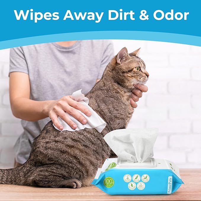Prime Pets Dog Grooming Wipes, 600 Count, 6x8 Inch Deodorizing Wipes for Dogs & Cats, 100% Fragrance Free, Natural Pet Wipes for Cleaning Face Bum Eyes Ears Paws Teeth, Dog Wipes